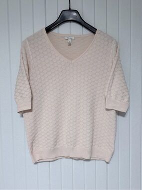 Ella Moss Light Pink V-Neck Short Sleeve Knit Sweater